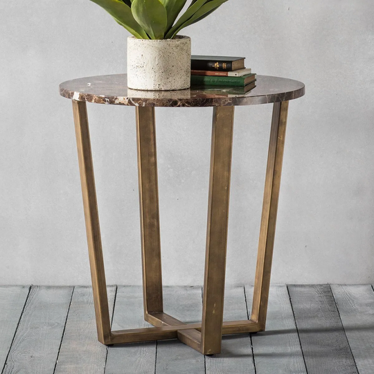 Crossland Grove Brentwood Round Side Table Marble