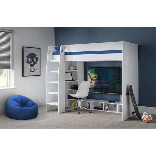 Julian Bowen Nebula Gaming Bed With Desk White