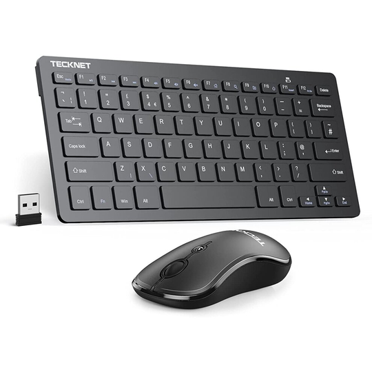 TECKNET Wireless Keyboard and Mouse Set, Ergonomic 2.4G Cordless USB Keyboard and Silent Mouse Combo with Nano USB Receiver for Windows 2000 / ME / XP