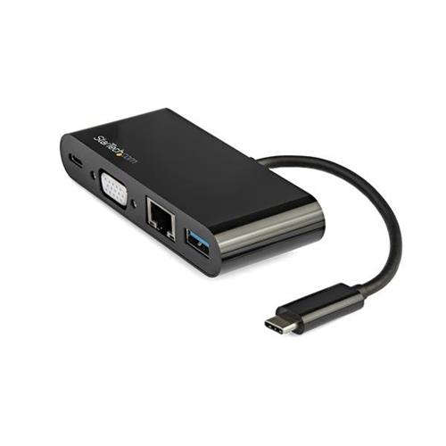 StarTech.com USB C Multiport Adapter - Mini USB-C Dock w/ Single Monitor VGA 1080p Video - 60W Power Delivery Passthrough - USB 3.1 Gen 1 Type-A 5Gbps Gigabit Ethernet - Docking Station