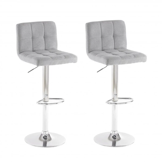 Neo Dark Grey Fabric Bar Stools With Polished Chrome Legs Set Of Two