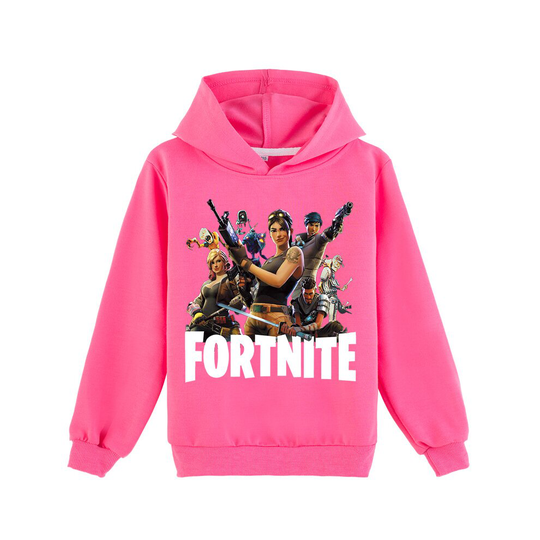 (Rose Red, 130) Fortnite Boys Girls Kids Hoodie Tops Sweatshirts XMAS Gifts