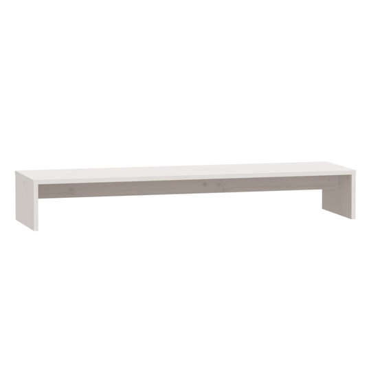 (white) vidaXL Solid Wood Pine Monitor Stand Black Dual Monitor Cabinet Wooden Desktop