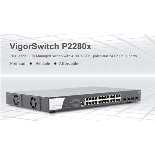Vigorswitch P2280X 24 Gb PoE+ Ports + 4 10Gb/s Ports Switch