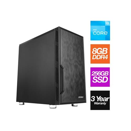 Intel i3 12100 Quad Core 8 Thread 3.30GHz (4.30GHz Boost) 8GB RAM 256GB SSD Antec VSK Chassis - Pre-Built PC