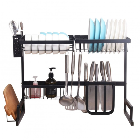 65cm Over Sink Kitchen Shelf Organiser Dish Drainer Drying Rack Utensils Holder
