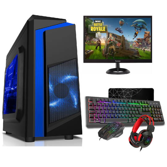 Fast Gaming PC Bundle Intel QuadCore i5 16GB 1TB Windows 10 2GB GT710 F3 Blue