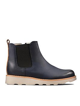 Clarks Kid Crown Halo Chelsea Boot, Navy, Size 10 Younger