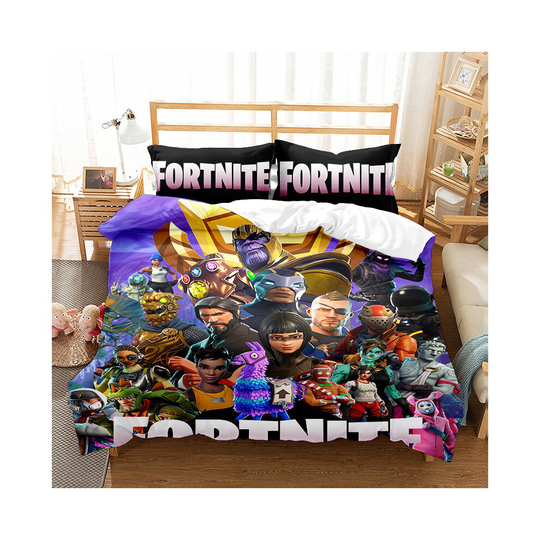 (Single(135x200 cm), 12) Fortnite Bedding Single Double Cartoon Quilt Cover Kids Quilt Cover