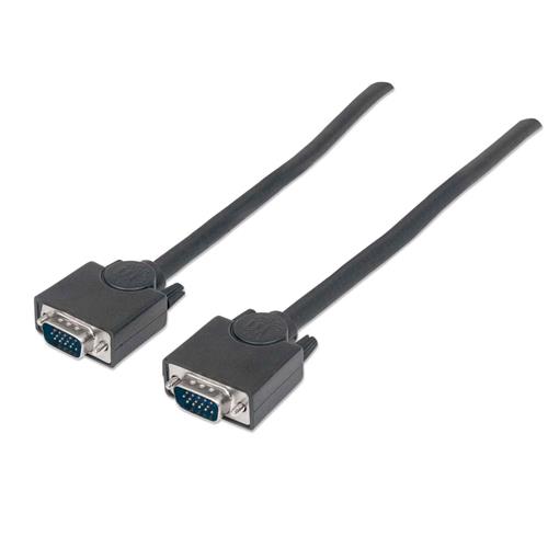 Manhattan VGA Monitor Cable 1.8m Black Male to Male HD15 Cable of higher SVGA Specification (fully compatible) Fully Shielded Lifetime Warranty Polybag