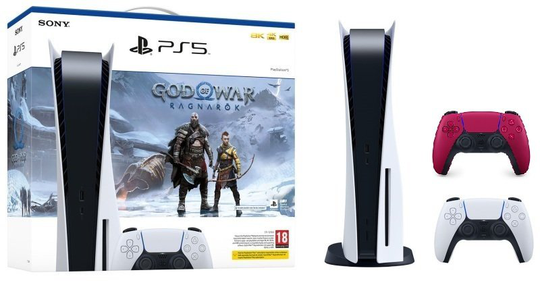 Sony PlayStation 5 Console - God of War Ragnarok Bundle + Red DualSense Controller