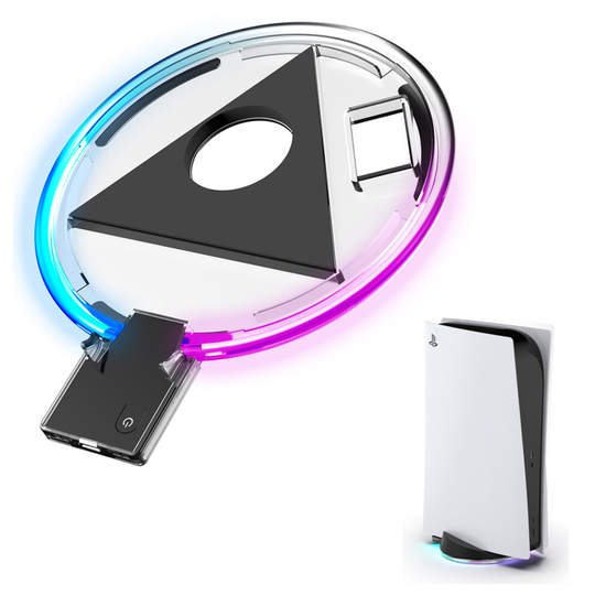RGB Circular LED Lighting Base Dock Stand (Vertical or Horizontal) for PlayStation 5 PS5 console, USB Powered