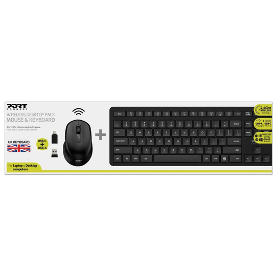 Port UK - Pack Keyboard + Mouse Medium- Wireless - UK Black