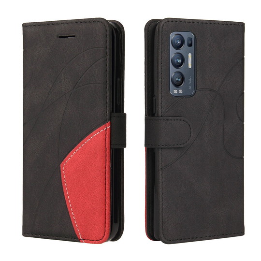 OPPO Find x3 Neo Case Card PU Holder Leather Cuir Wallet Flip Cover - Black