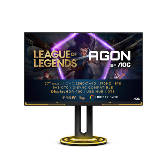 AOC AGON AG275QXL 27 QHD IPS 170Hz 1ms HDR League of Legends Gaming Monitor