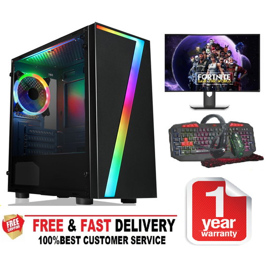 Fast Gaming PC Bundle Intel Quad Core i7 16GB 1TB 4GB GTX1050Ti Win10