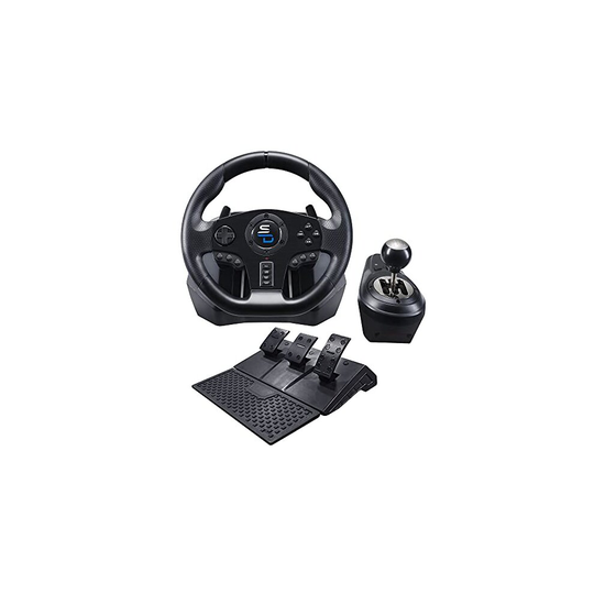 Superdrive Gs850-X Racing Steering Wheel With Manual Gear Lever, 3 Pedals, Shift Paddles For Xbox Series X, Ps4, Xbox One (Programmable For All
