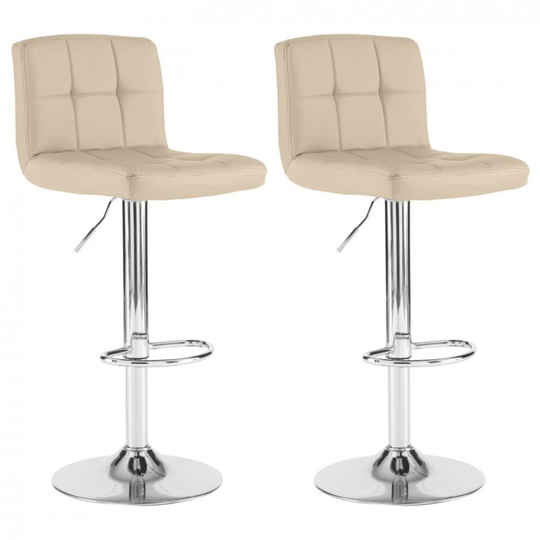 Neo 2x White Faux Leather Cuban Swivel Bar Stools