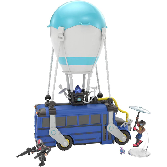 Fortnite Battle Royale Collection Battle Bus and 2 Exclusive Figures Funk Ops and Burnout, Blue