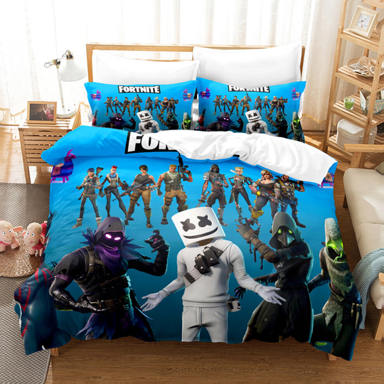 (Single(135x200 cm), 25) Fortnite Bedding Single Double Cartoon Quilt Cover Kids Quilt Cover