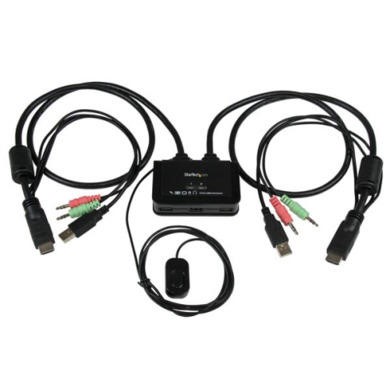 StarTech.com 2 Port USB HDMI® Cable KVM Switch with Audio and Remote Switch USB Powered