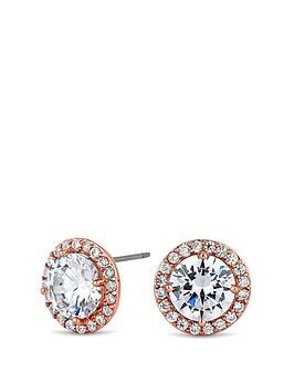 Jon Richard Jon Richard Rose Gold Cz Halo Stud Earring
