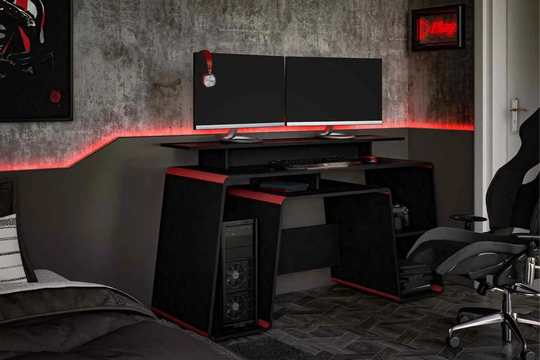 Birlea Onyx Gaming Computer Desk Black & Red