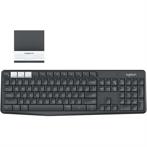 Logitech K375s Multi-Device Wireless and Stand Combo keyboard RF Wireless + Bluetooth QWERTY US International Graphite White