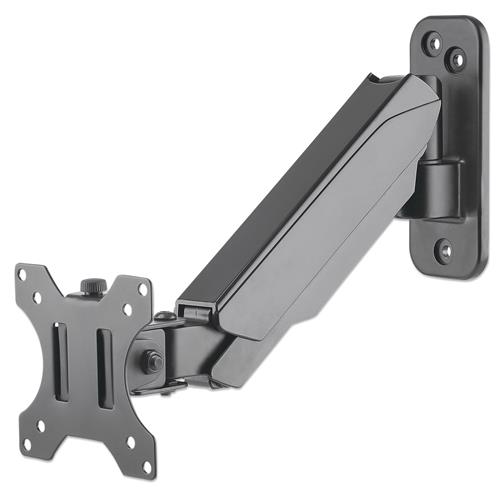 Manhattan TV & Monitor Mount Wall Spring Arm 1 screen Screen Sizes: 17-32" Black VESA 75x75 to 100x100mm Max 8kg Height Adjustable Swivel Arm (2 pivots) Lifetime Warranty