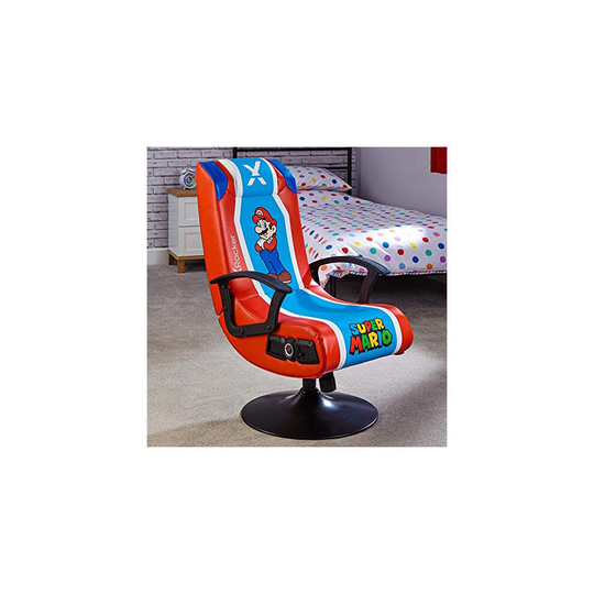 X-Rocker Officially Licensed Nintendo Super Mario Gaming Chair, Pedestal Folding Chair with 2.1 Audio Built-In Mario