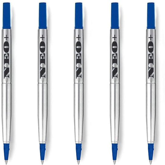 Quality Quink Rollerball Pen Refills Fine Point 0.5 mm - Compatible with Parker (5 x BLUE INK)