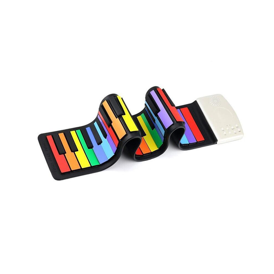 (Rainbow Key) 49 Keys Silicone, Portable, Colorful Soft Keyboard - Electronic Roll Up Piano