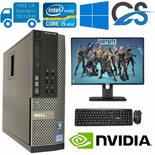 FAST GAMING DELL BUNDLE TOWER PC FULL SET COMPUTER SYSTEM INTEL i5 16GB 500GB GT710