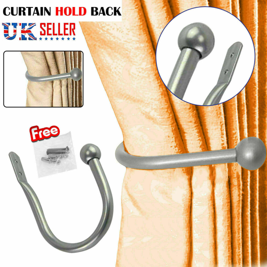 (Large Stylish Curtain Hold Back Metal Tie Tassel Arm Hook Loop Holder U Shape UK) Large Stylish Curtain Hold