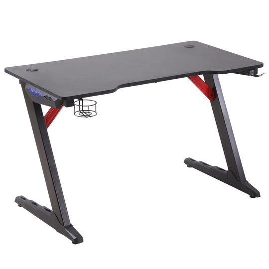 HOMCOM LED Racing Style Gaming Desk Table with Cup Holder Hook