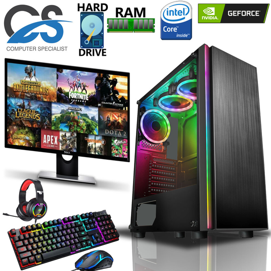 Gaming PC Computer Bundle Intel Quad Core i5 8GB 1TB Win 10 2GB GT1030
