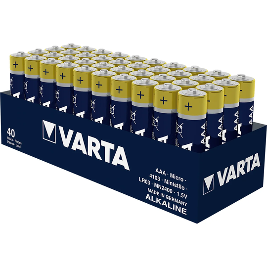 Varta Longlife AAA Alkaline Batteries - Tray of 40