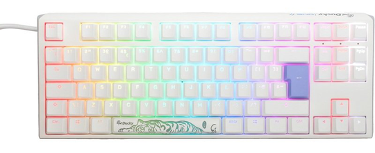 Ducky One 3 Classic SF Mechanical USB Keyboard in Pure White, 65%, RGB, UK Layout, Cherry MX Blue Switches