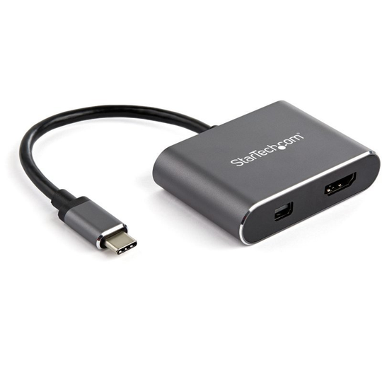 Startech USB C Multiport Video Adapter - 4K 60Hz USB-C to HDMI 2.0 or Mini DisplayPort 1.2 Monitor Adapter - USB Type-C 2-in-1 Display Converter HDMI