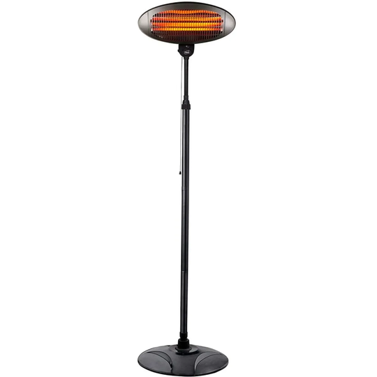 Neo Direct 2KW Electric Quartz Outdoor Free Standing Waterproof Garden Patio Heater w/ Waterproof Protective Cover - Black