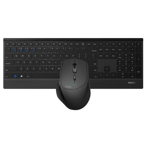 Rapoo 9500M keyboard Mouse included RF Wireless + Bluetooth QWERTY English Black