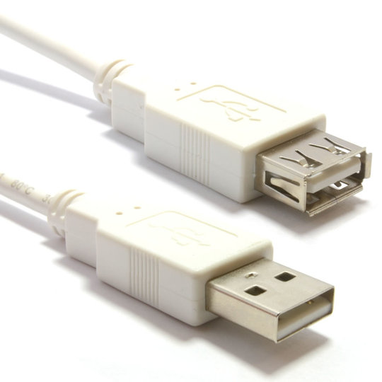 kenable USB 2.0 High Speed Cable EXTENSION Lead A Plug to Socket WHITE 0.5m
