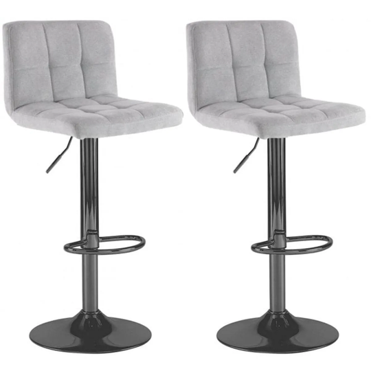 Neo Grey Fabric Bar Stools With Matt Black Legs Set Of Two