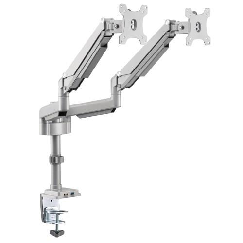 Tripp Lite DDR1732DAL Dual-Display Flex-Arm Mount for 13 to 34 Monitors - Clamp or Grommet USB Audio Ports
