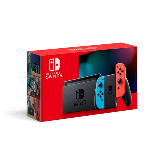Nintendo Switch V2 Game Console - Black (HAC-001(-01) w/ OEM Blue/Red Joycon Console Neon Blue and Red HAC-001(-01)