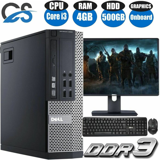 FULL DELL CORE i3 DESKTOP PC TOWER COMPUTER WINDOWS 10 4GB RAM 500GB HDD UK