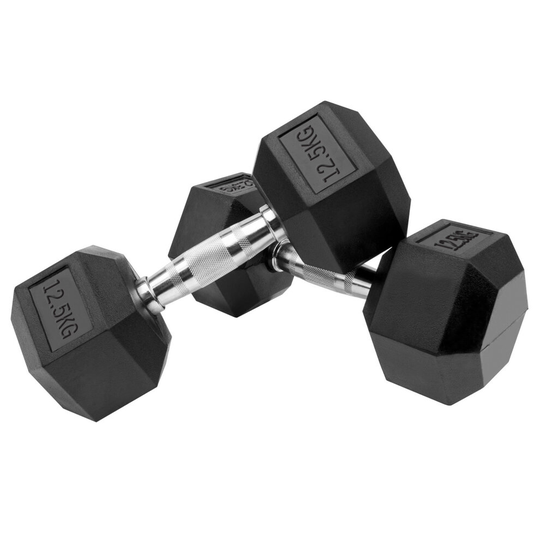 Neo 1x Cast Iron Rubber Hexagonal Dumbbells 12.5kg