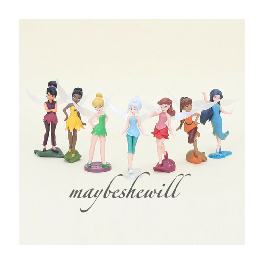 Disney Tinker Bell Fairies Princess 7pcs Doll Toy Model Set 4" Figure Gift