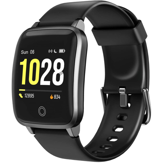 (Black) LETSCOM Smart Watch Fitness Trackers with Heart Rate Monitor Step Calorie Counter Sleep Monitor, IP68 Waterproof Smartwatch 1.3" Color Screen