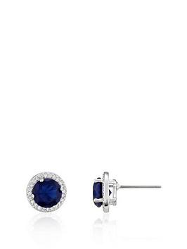 Buckley London The Carat Collection - Sapphire Round Halo Stud Earrings